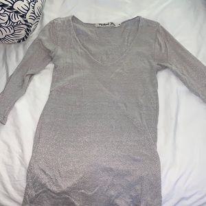 Michael Stars grey shine material size OS 3/4 sleeves